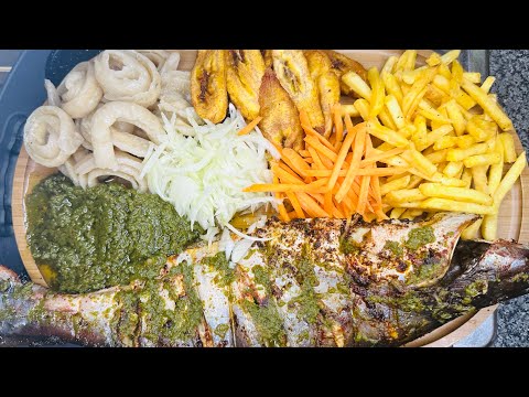 Roasted fish & plantains